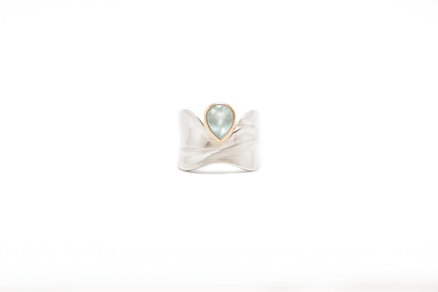 Silver + 14k Vast Escarpment Ring 1.42ct Aquamarine