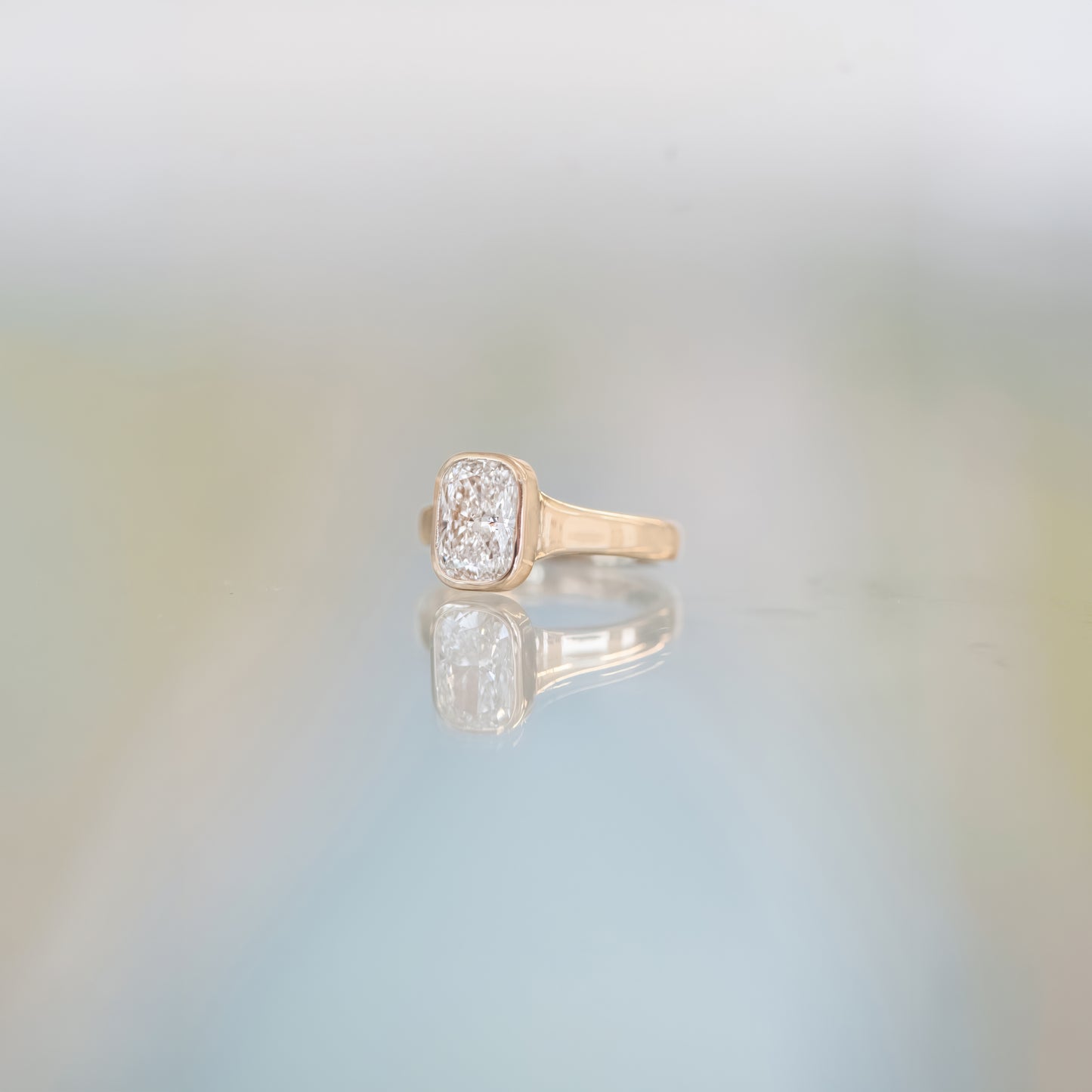 14k Elongated Cushion Diamond Solitaire