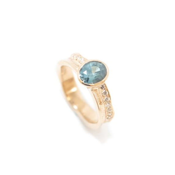 14ky Escarpment 1.61ct Sapphire + diamonds