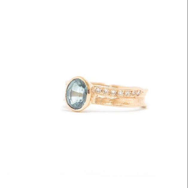 14ky Escarpment 1.61ct Sapphire + diamonds