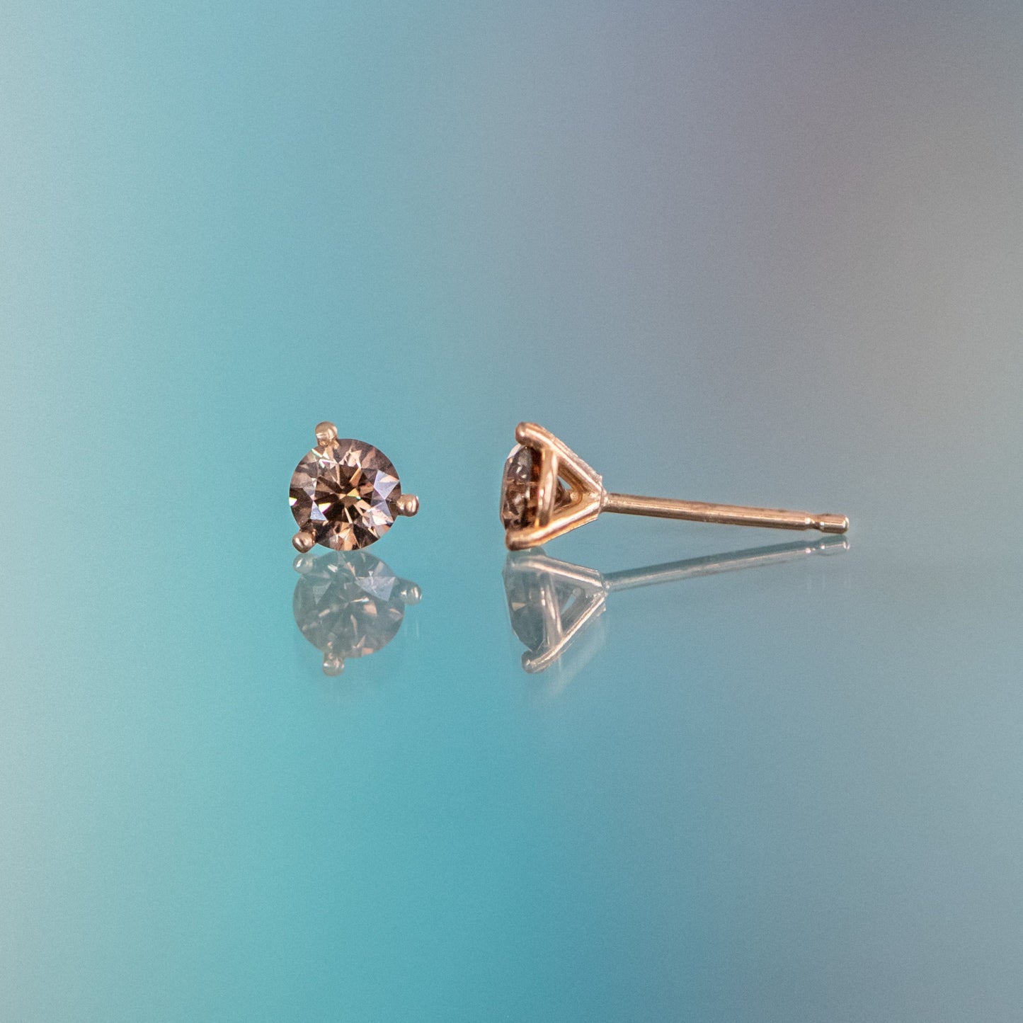 Martini Studs - 4mm Cognac Diamonds