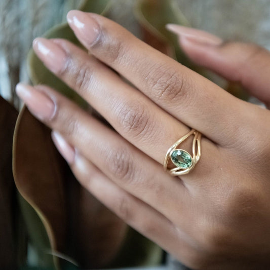 Adrift Ring featuring a Green Sapphire