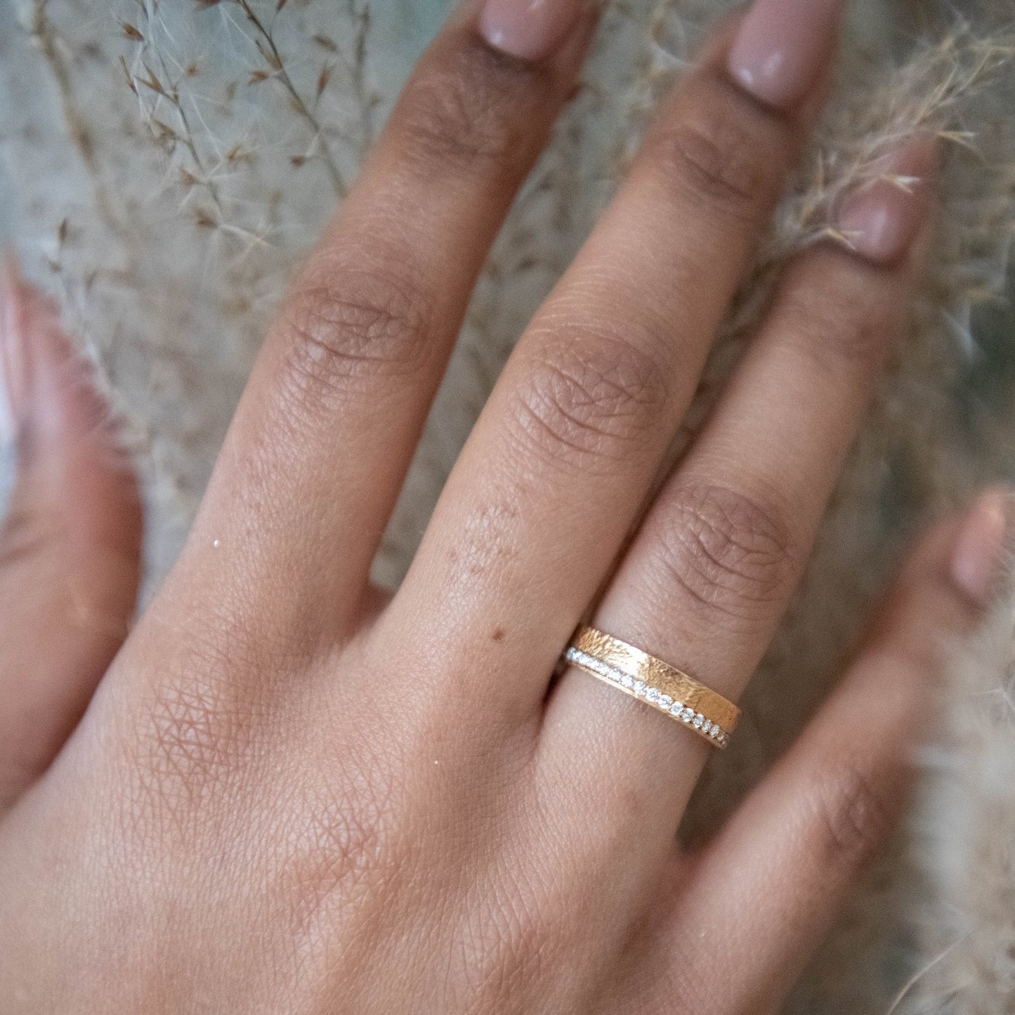 Yellow Gold Straight Edge Shoreline Ring