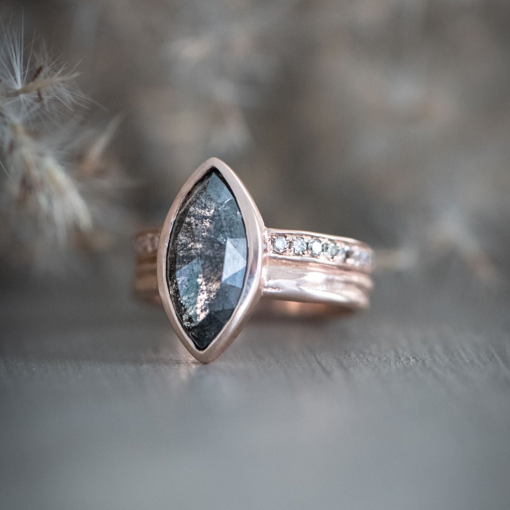 Escarpment Ring featuring a Salt and Pepper Diamond