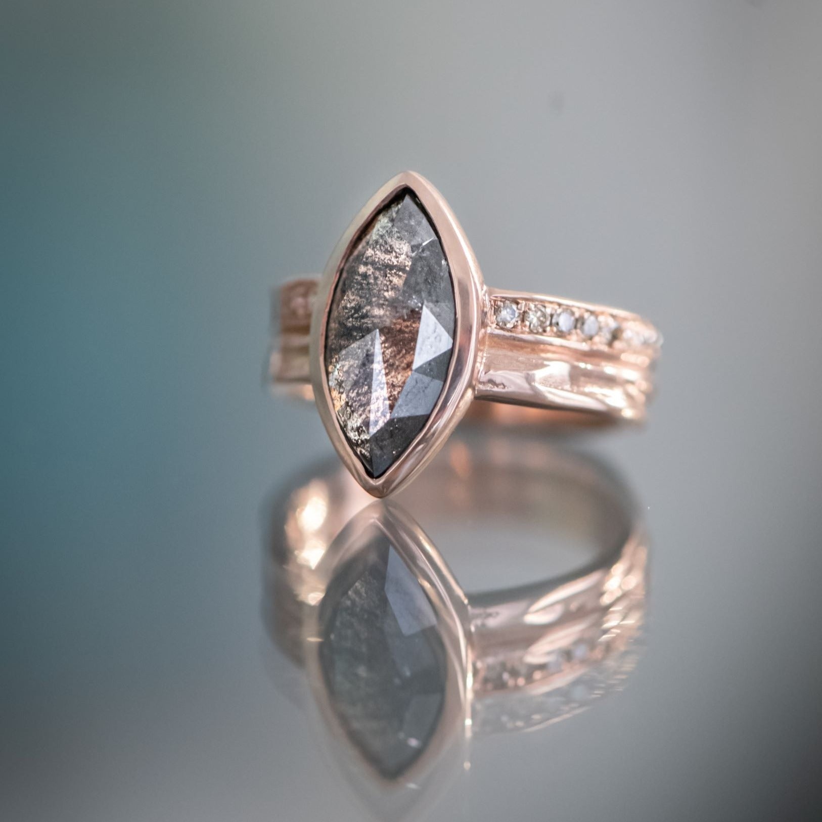 Escarpment Ring featuring a Salt and Pepper Diamond