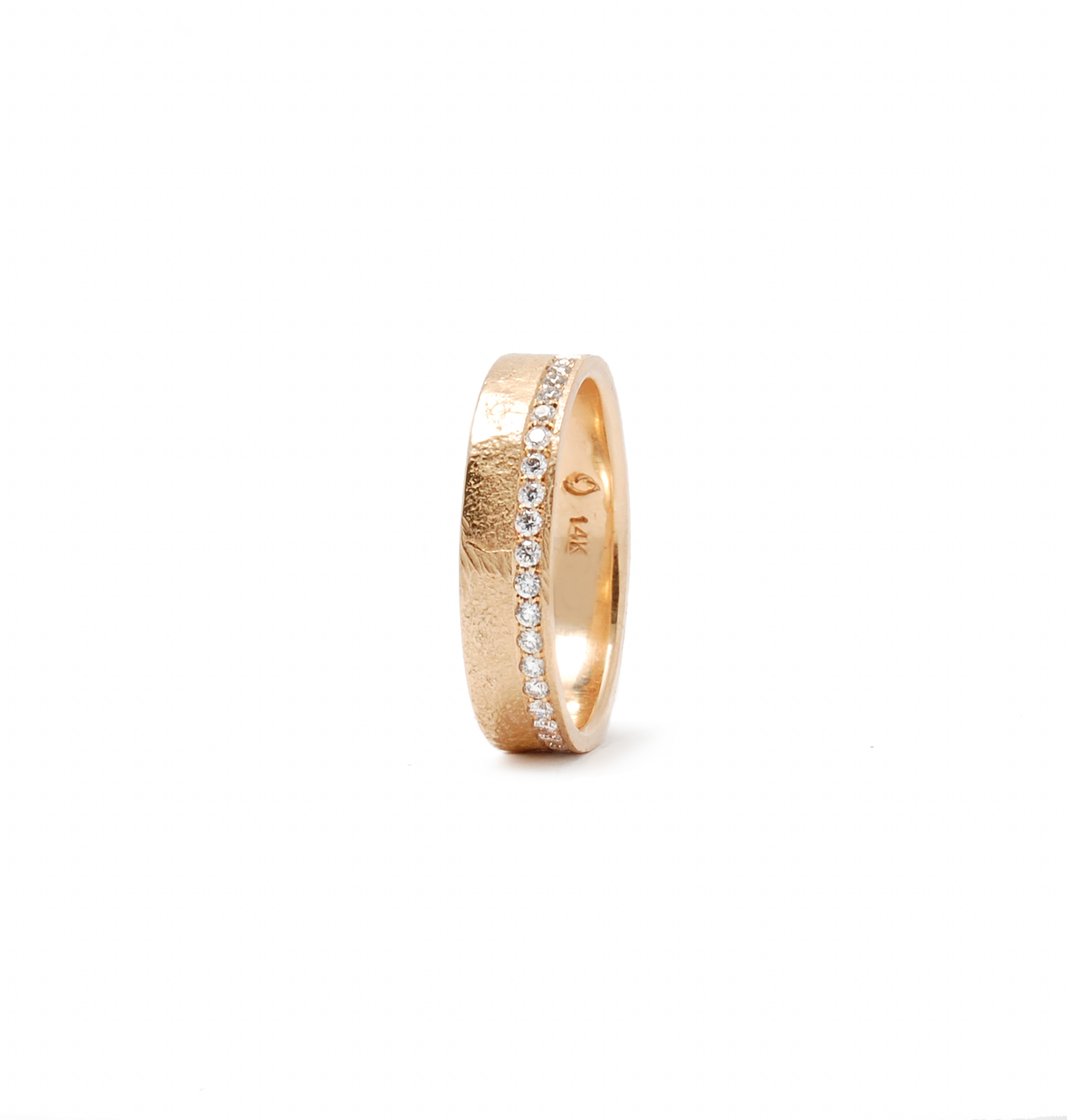  Kuyiuif 18K Gold Silver Wedding Ring Split Shank Pave