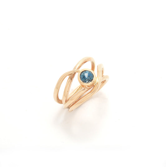Adrift ring featuring a Montana Sapphire