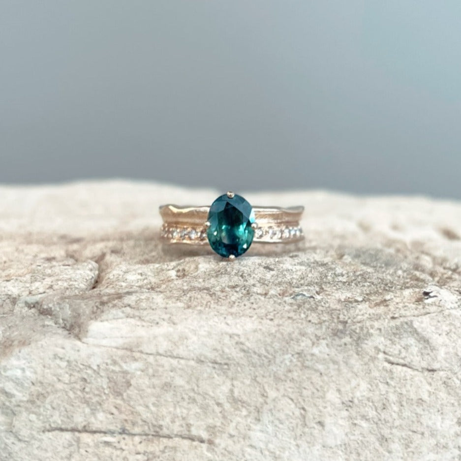 Escarpment No.2 featuring Oval Teal Sapphire