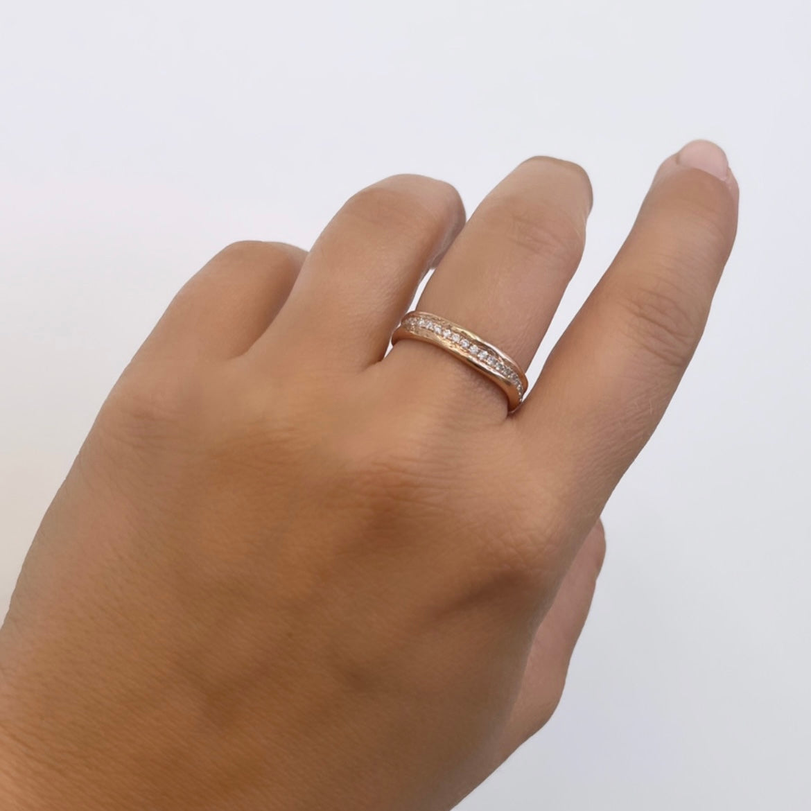 Rose Gold Diamond Shoreline Ring