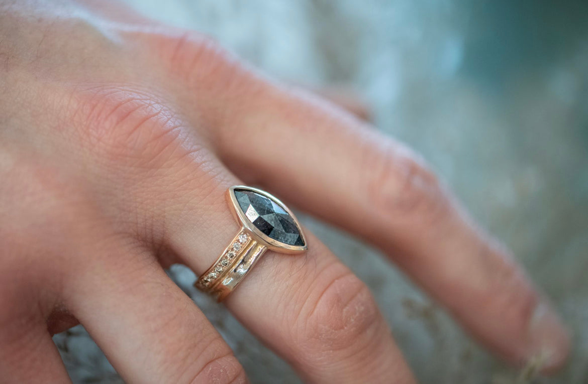 Escarpment Ring featuring a Salt and Pepper Diamond
