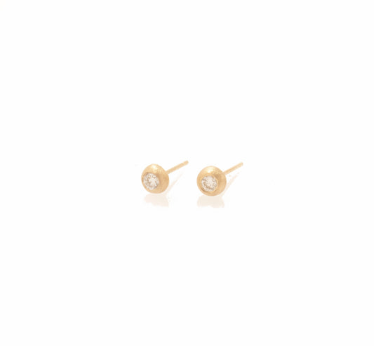 Recycled gold diamond studs - 14k