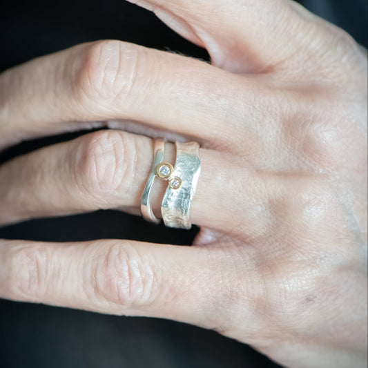 Adrift Escarpment Ring with Diamonds