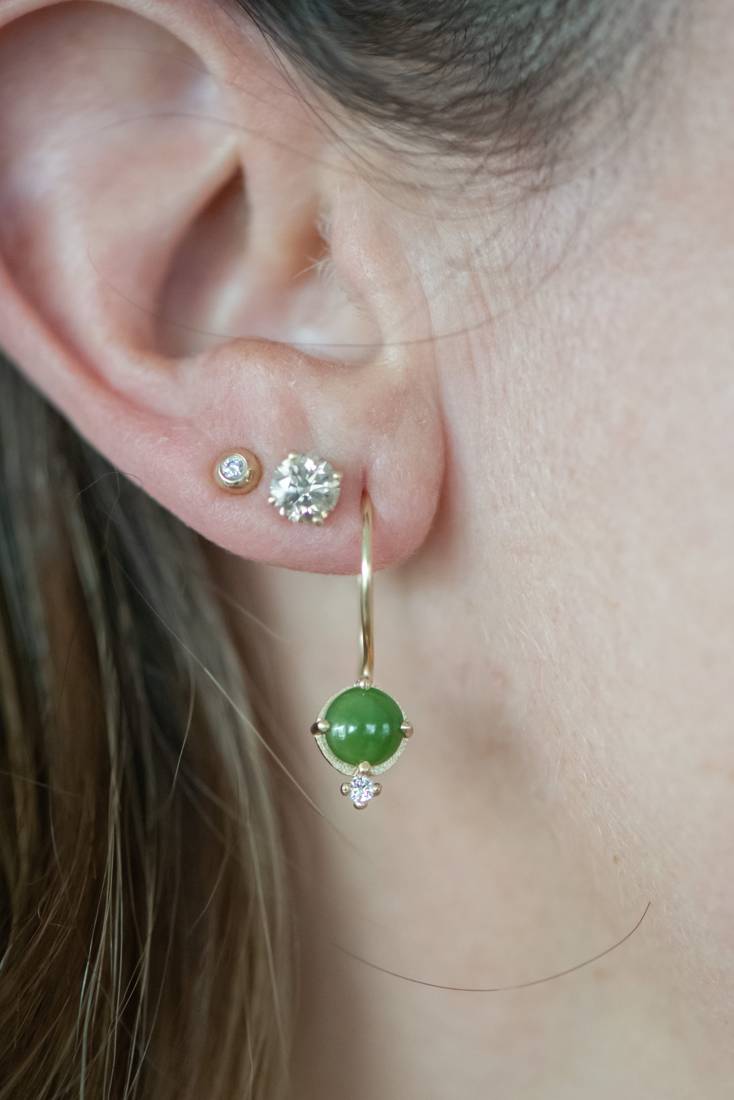Jade + Diamond Drop Earrings