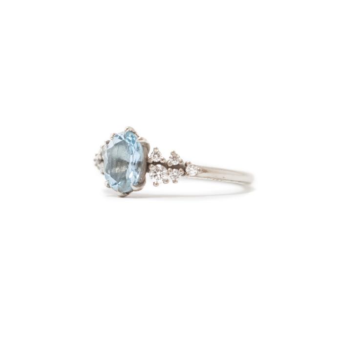 14k white Aquamarine and diamond