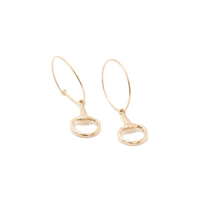 14k Snaffle  Hoop Earrings