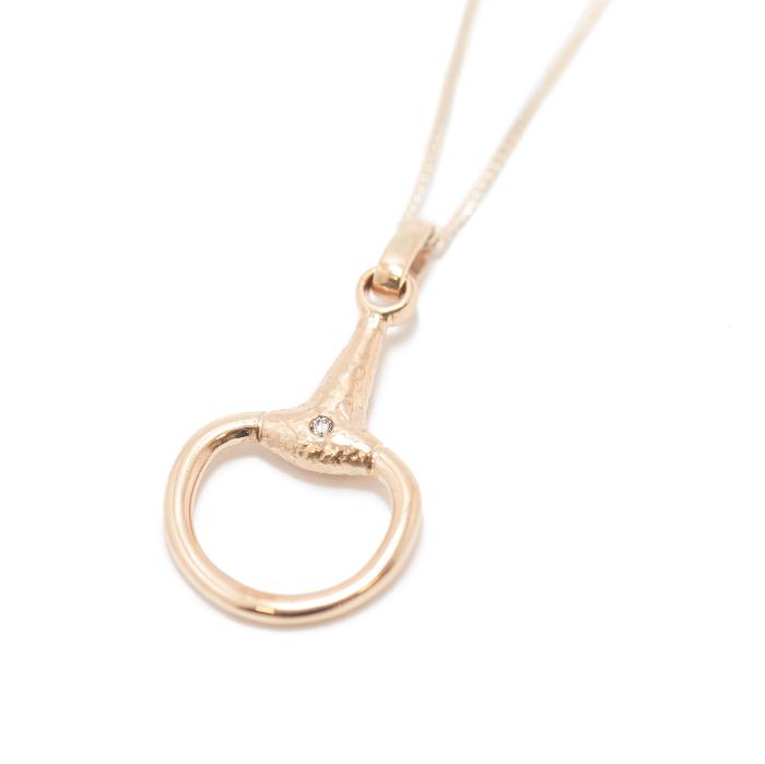 14k Half Snaffle Pendant with Diamond