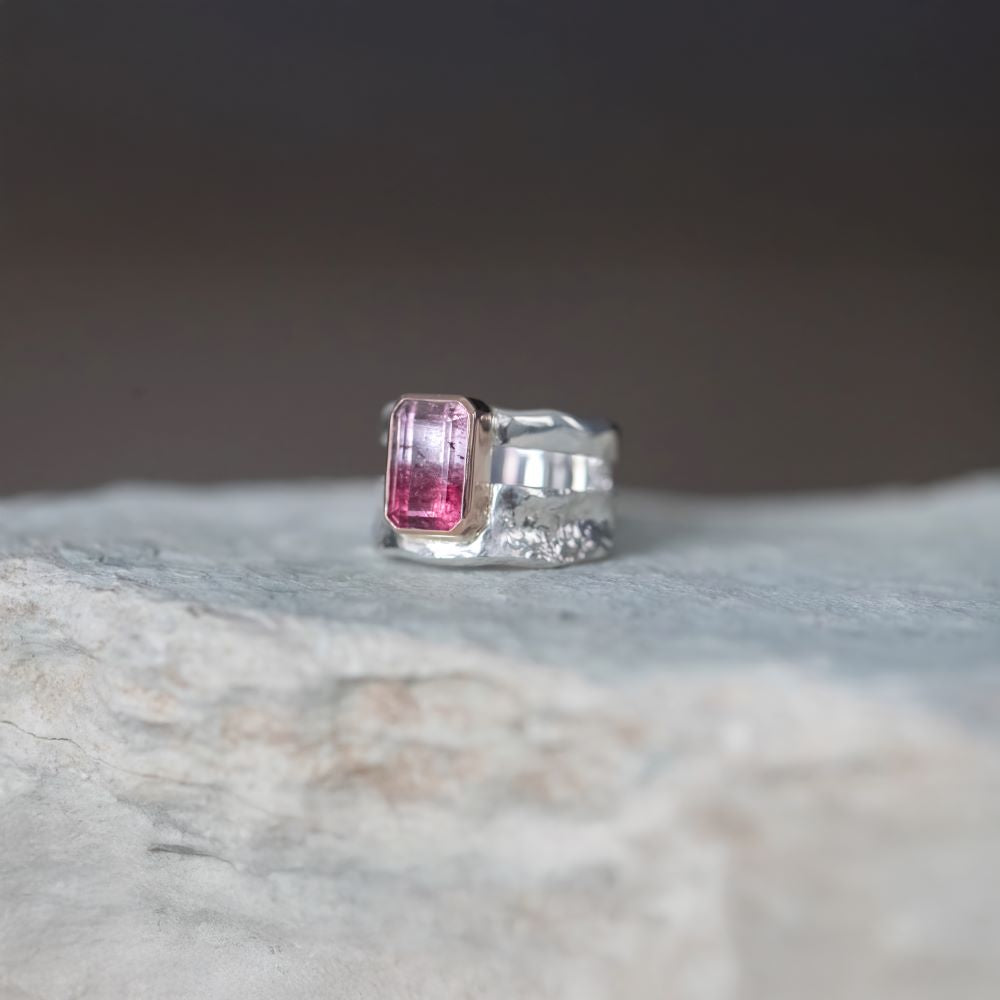 Split Escarpment Ring featuring Tourmaline