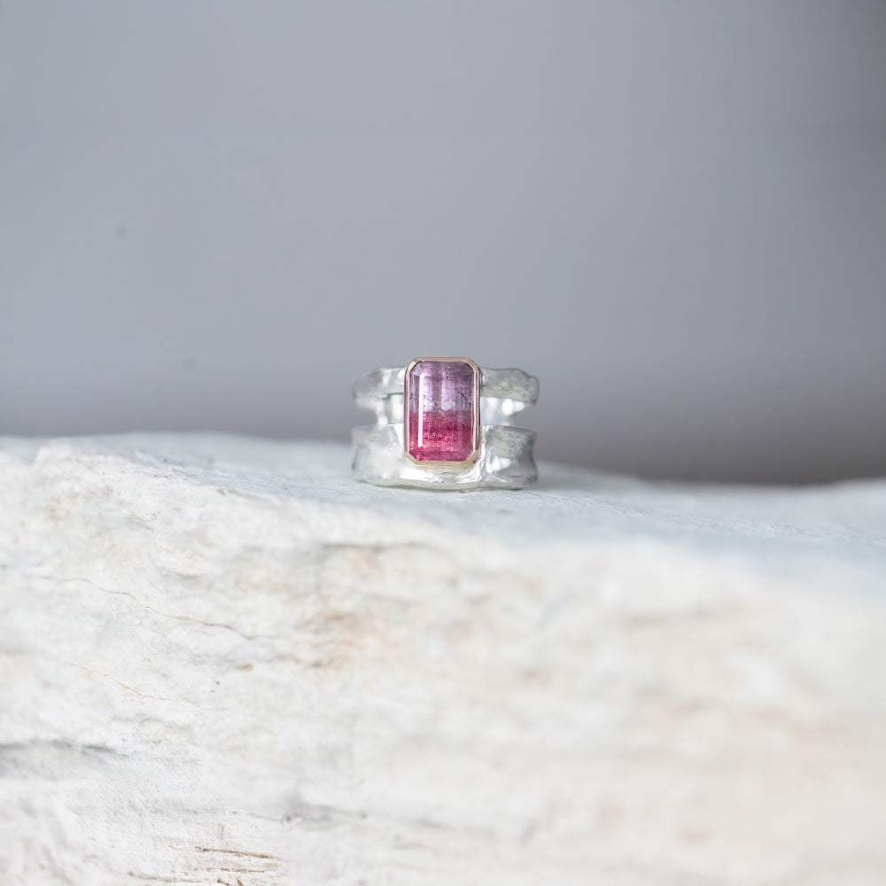 Split Escarpment Ring featuring Tourmaline
