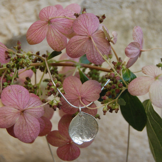 Medium Hydrangea Petal Pendant - Silver