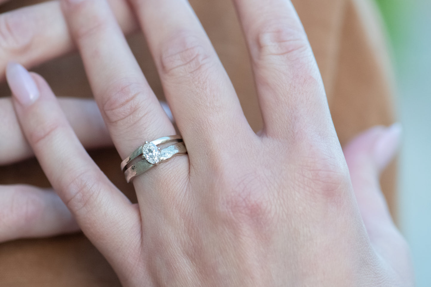 14k White Gold Ring with 0.57ct Oval Canadian Diamond
