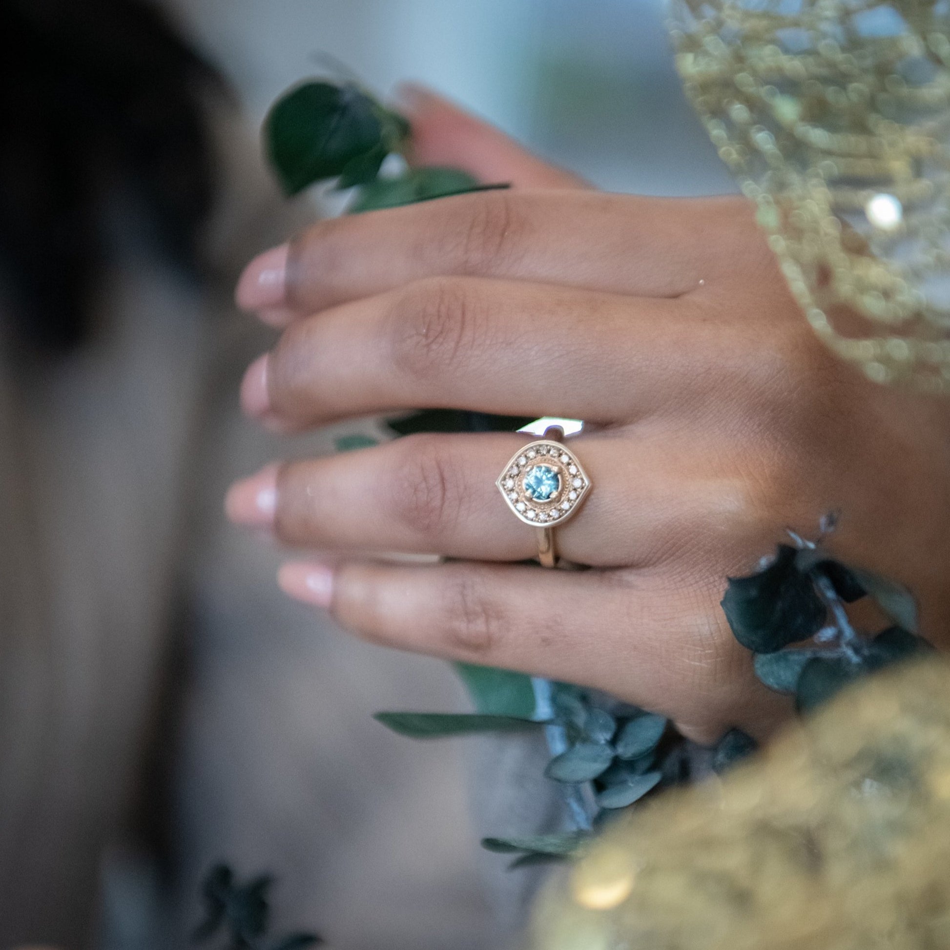 Marquise Halo featuring a Sapphire