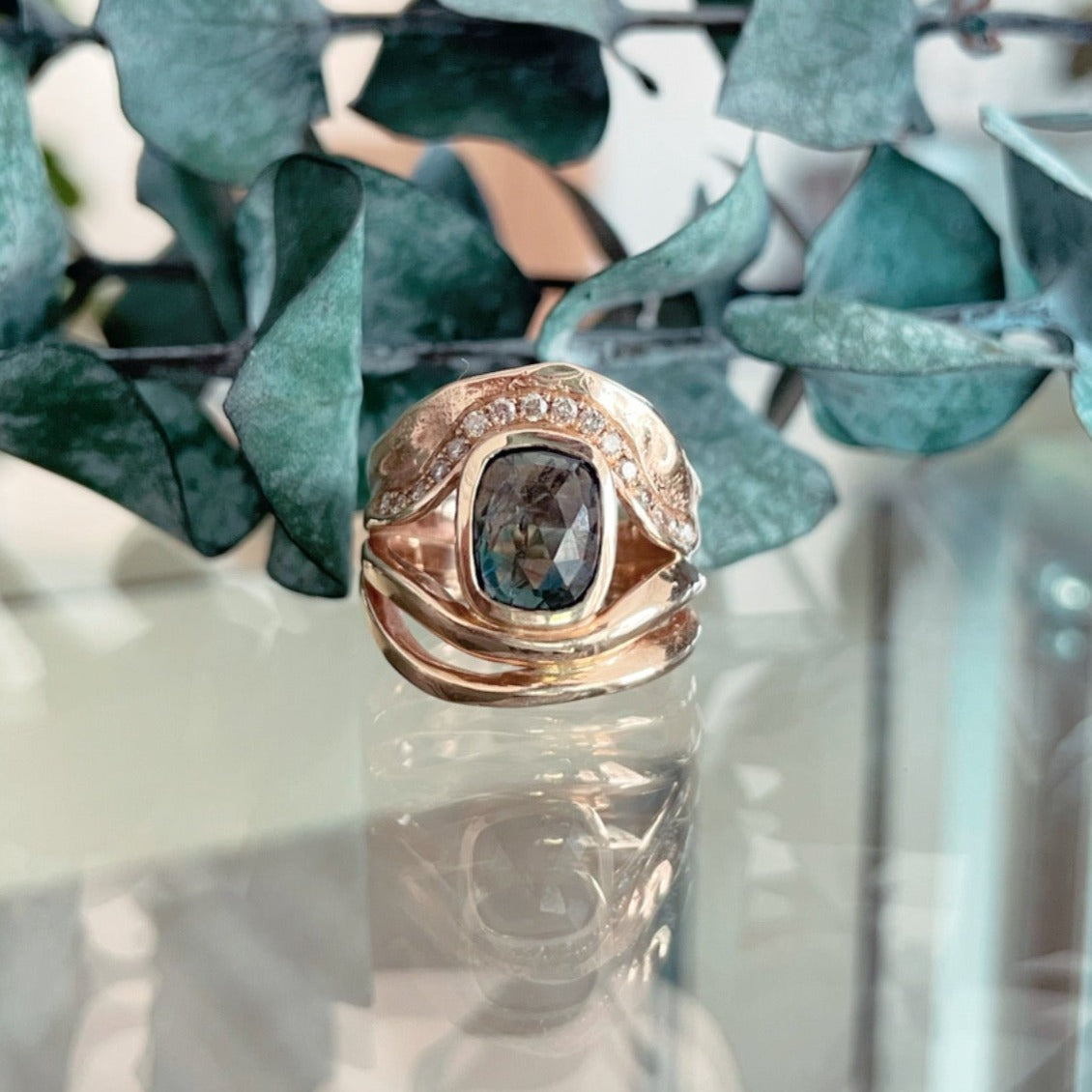 Escarpment Ring featuring a Green Sapphire