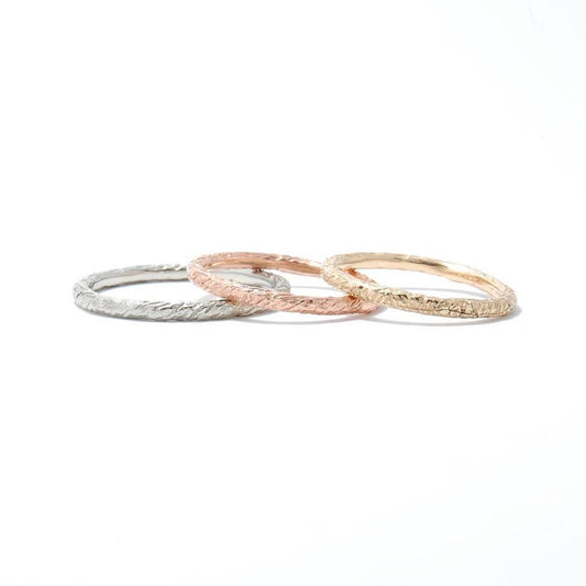 Feathered Stackable Ring Round Profile